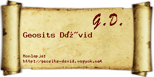 Geosits Dávid névjegykártya